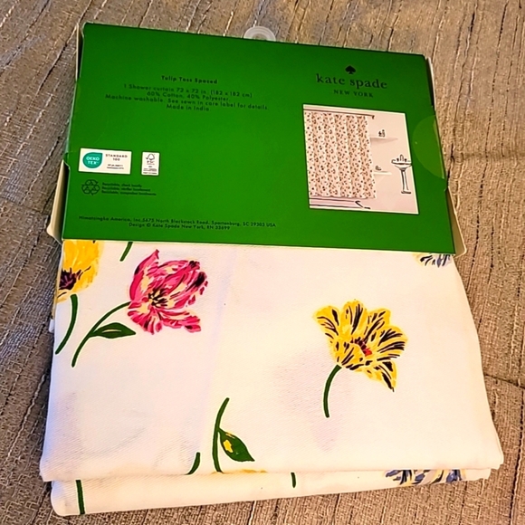 NWT Kate Spade New York Shower Curtain  Tulip Toss Spaced 60% Cotton  Floral - Picture 1 of 8